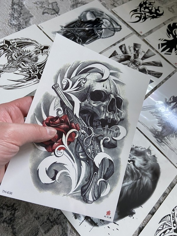 12 Sheets /Set Temporary Fake Tattoo Stickers Waterproof Eagle Wolf Arm Body Art gallery