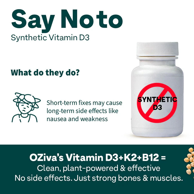 OZiva Vitamin D3, K2, B12 For Bone Health & Muscle Support, 90 Veg Tablets gallery