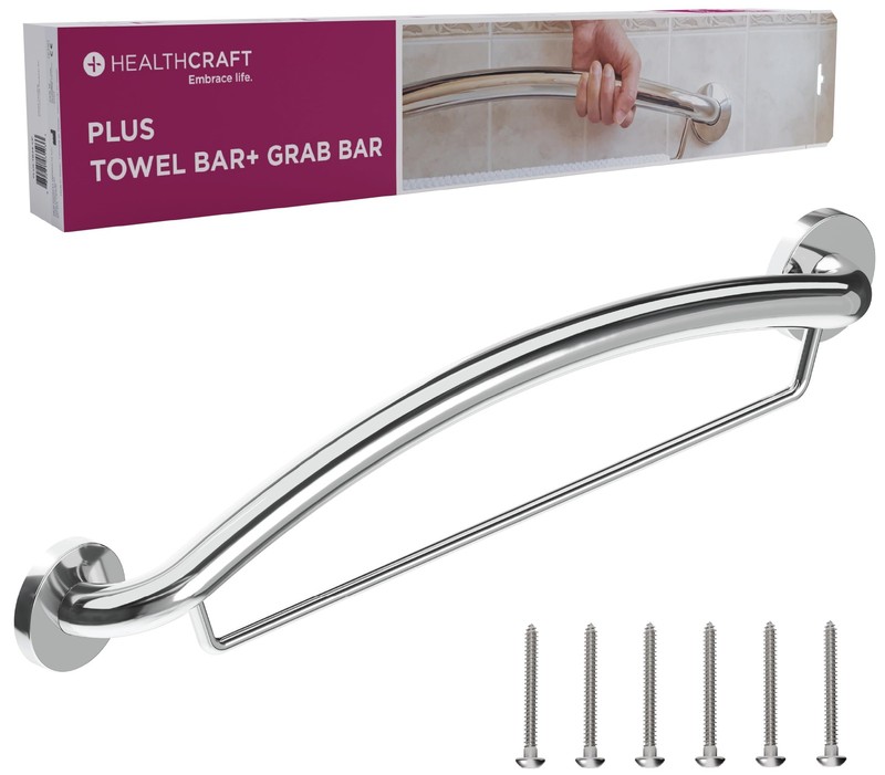 Plus 2-in-1 Towel Bar and Grab Bar, 24 inch | ADA Compliant Handicap Bathroom…