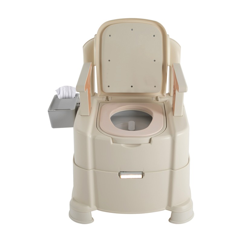 Portable Toilet Bedside Commode Floor Standing with Sensor Night Light Brown USA gallery