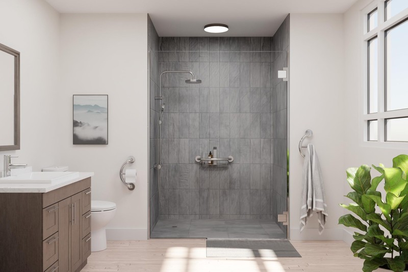 Plus 2-in-1 Shampoo Shelf and Decorative Grab Bar (16 Inch) ADA Compliant gallery
