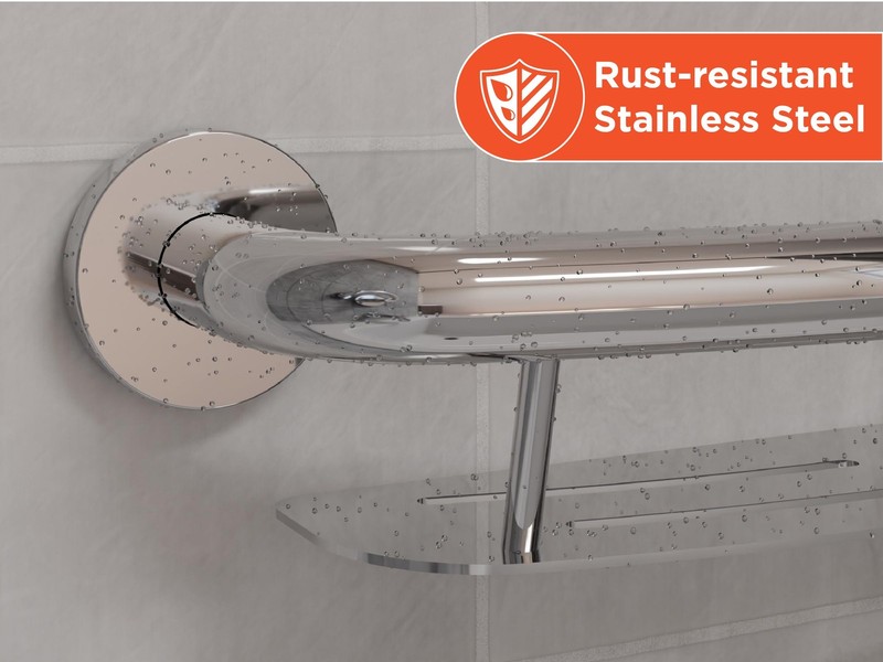 Plus 2-in-1 Shampoo Shelf and Decorative Grab Bar (16 Inch) ADA Compliant gallery