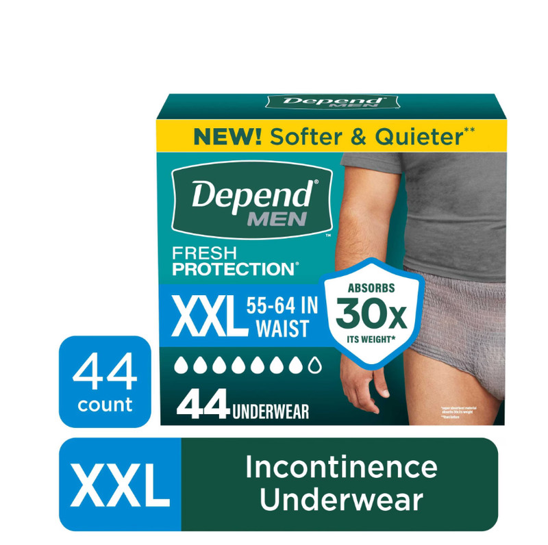 Depend Fresh Protection Incontinence Underwear for Men, Adult Diapers, XXL, 44 C