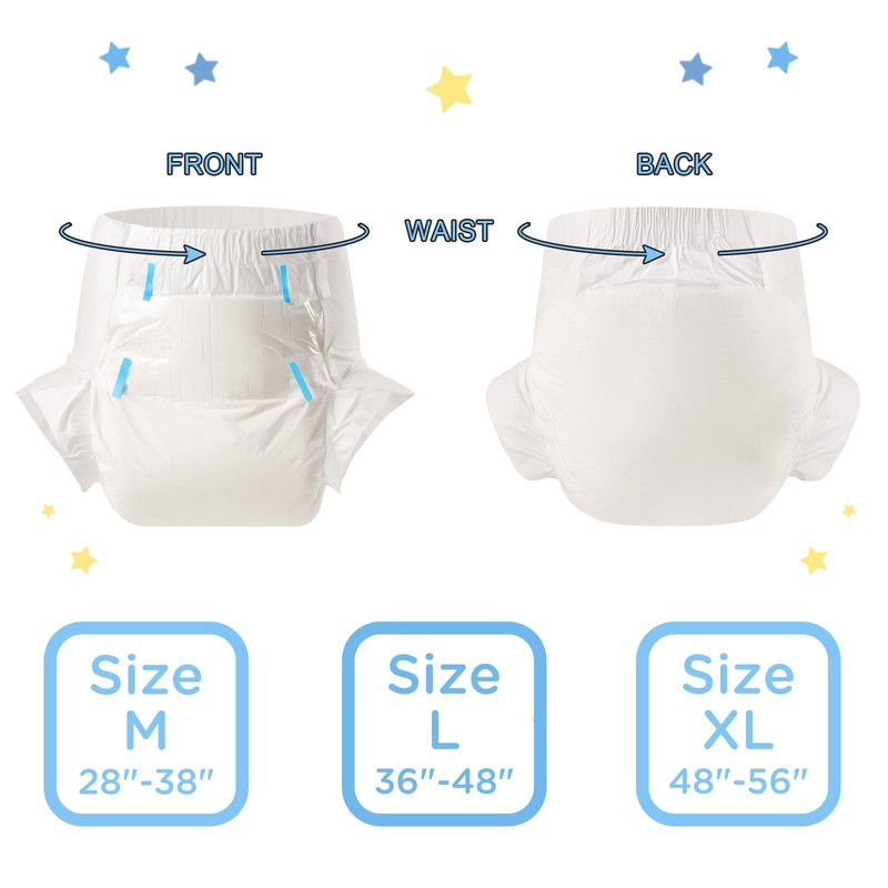 Adult Diapers 10 Pack - ABDL White Disposable Diapers (X-Large 48"-56") gallery
