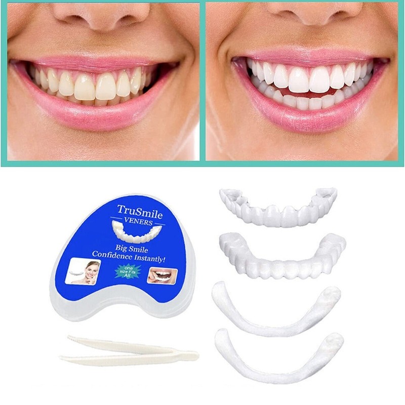 Snap On Upper and Bottom Set False Teeth Dental Veneers Denture Tooth Cover fg
