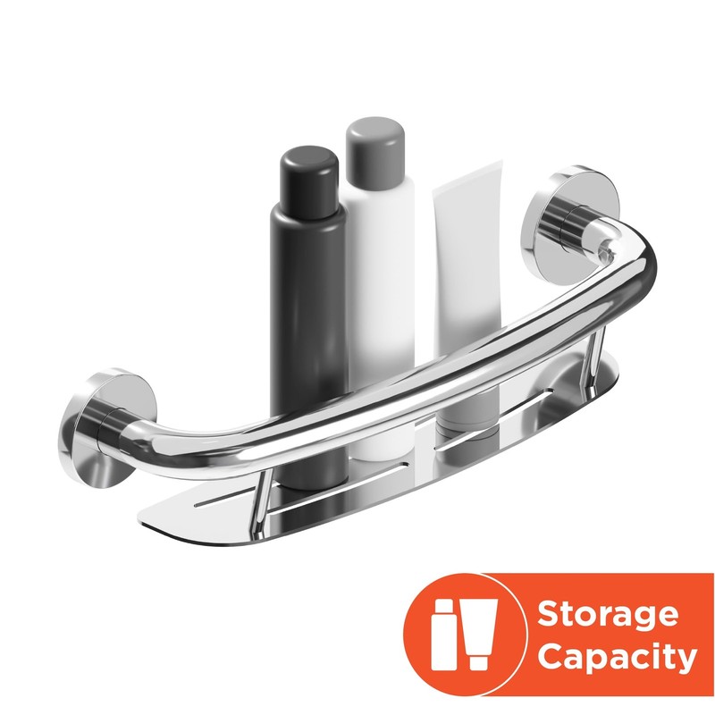 Plus 2-in-1 Shampoo Shelf and Decorative Grab Bar (16 Inch) ADA Compliant gallery