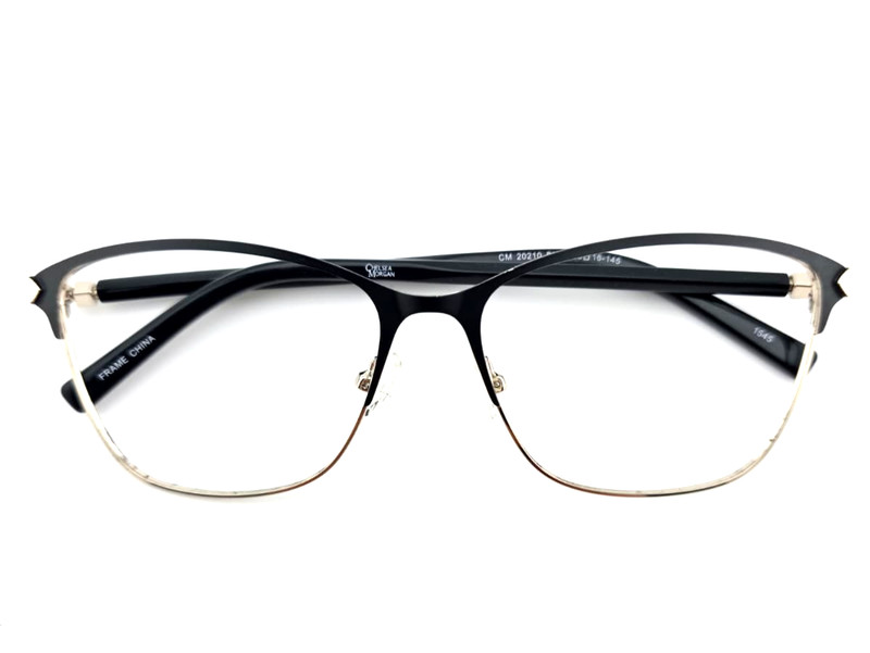 CHELSEA MORGAN CM 20210 BLACK GOLD DESIGNER FULL RIM EYEGLASSES FRAMES 59-16-145
