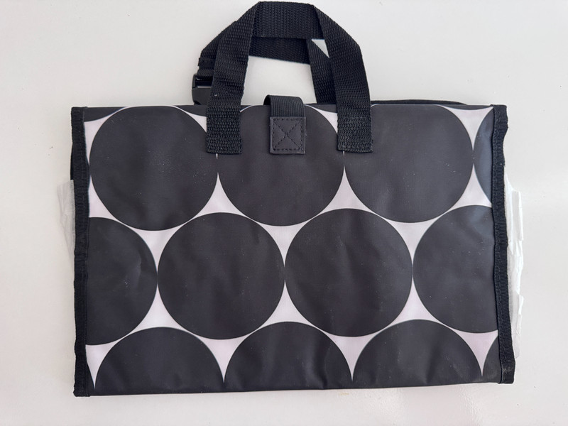 Thirty One Hanging Travel Organizer Makeup Toiletries Bag Black White Dots gallery