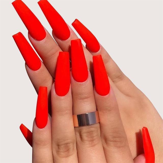 20Pcs Matte Super Long Coffin False Nail Ballet Press On Nails Tips Solid Color* gallery
