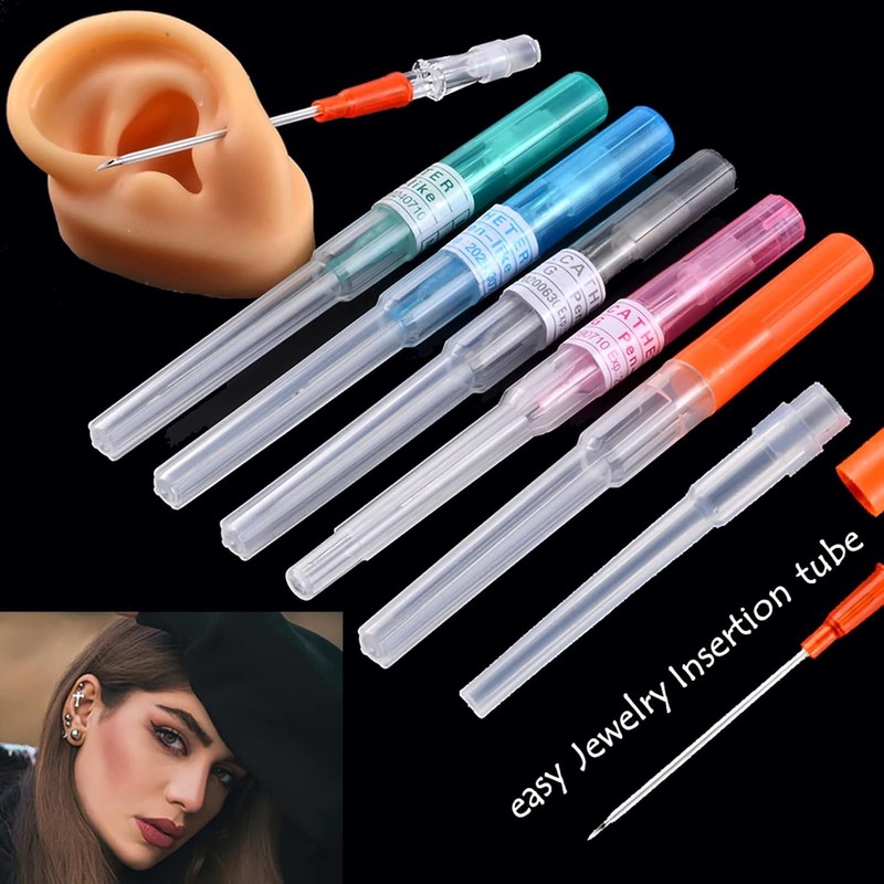 Premium 20pcs Sterile Cannula Body Piercing Catheter Kit 14-22G For Lip Ear Nose gallery