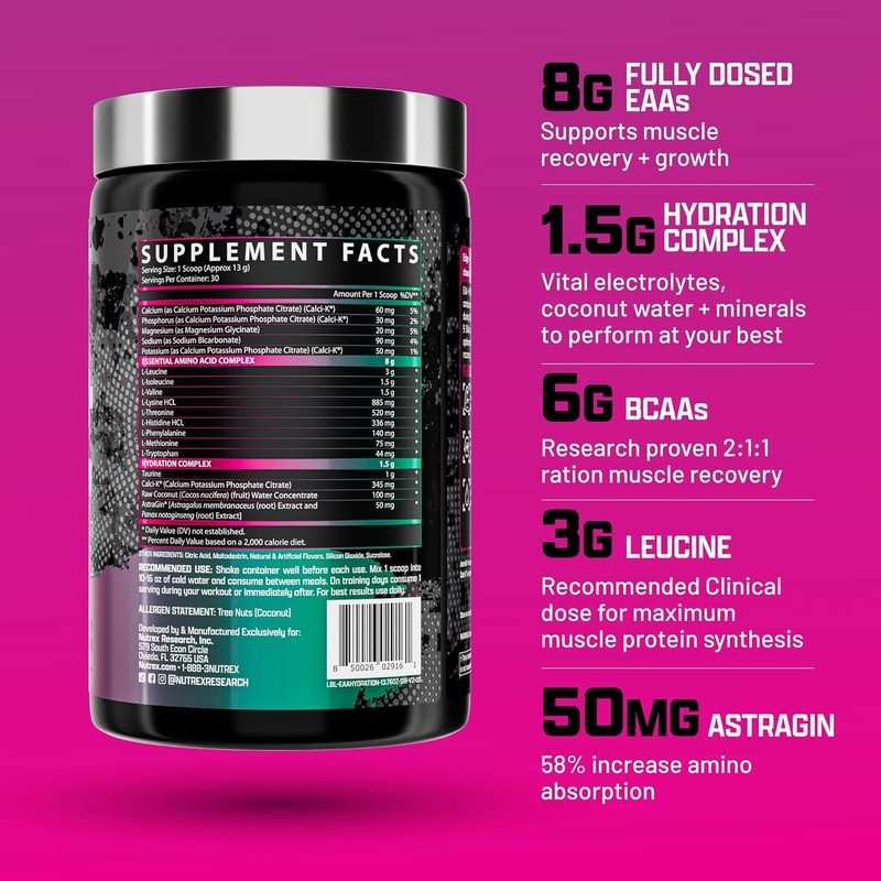 Nutrex EAA + Hydration BCAA Amino Acids Electrolytes Muscle Recovery Endurance gallery