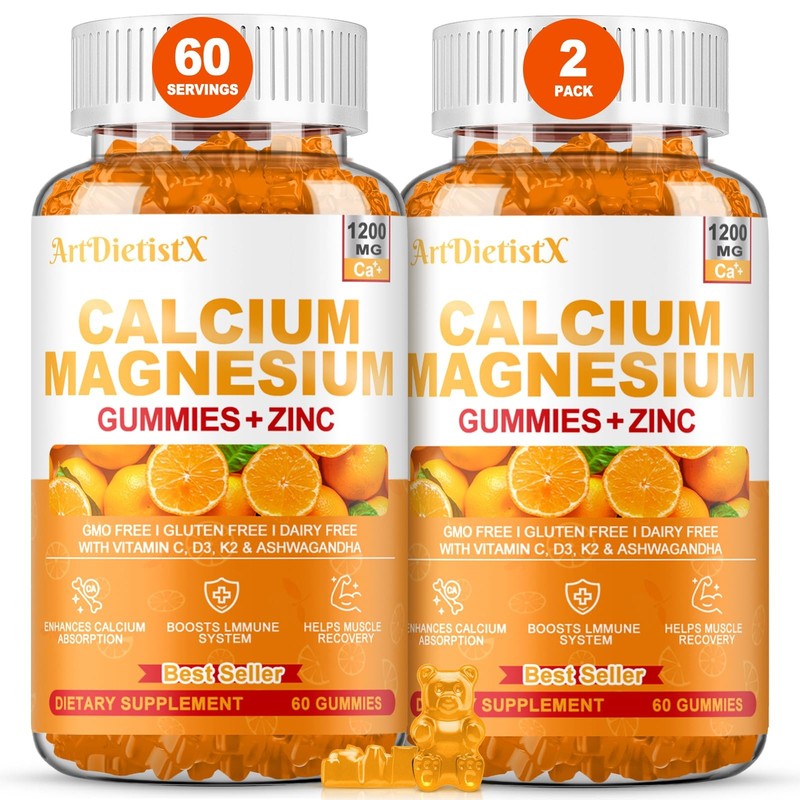 1200mg Calcium Gummies w/Vitamin D3 for Adults – High Absorption Calcium Supp…