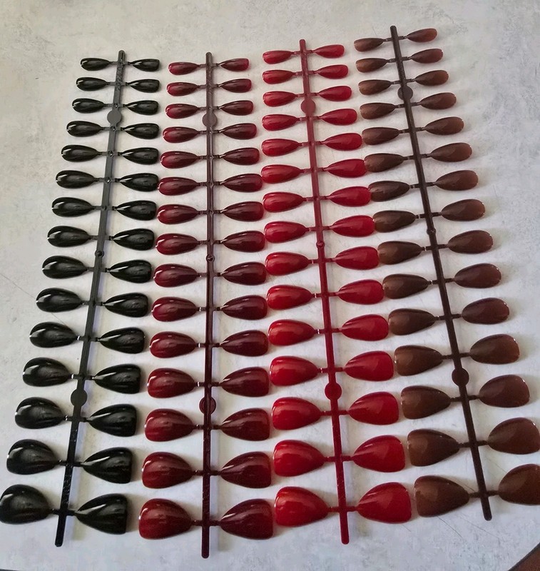 Full Cover Shiny Almond Artificial Nail Tips for Finger - Red Brown Black gallery
