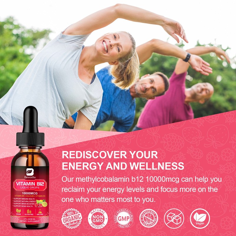 Vitamin B12 Sublingual Liquid Drops Methylcobalamin Vit B 12 10000mcg Per Servin gallery