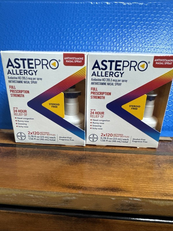 2 New Astepro Allergy Nasal Spray - 2 120 Metered Sprays Each Box Exp. 2028