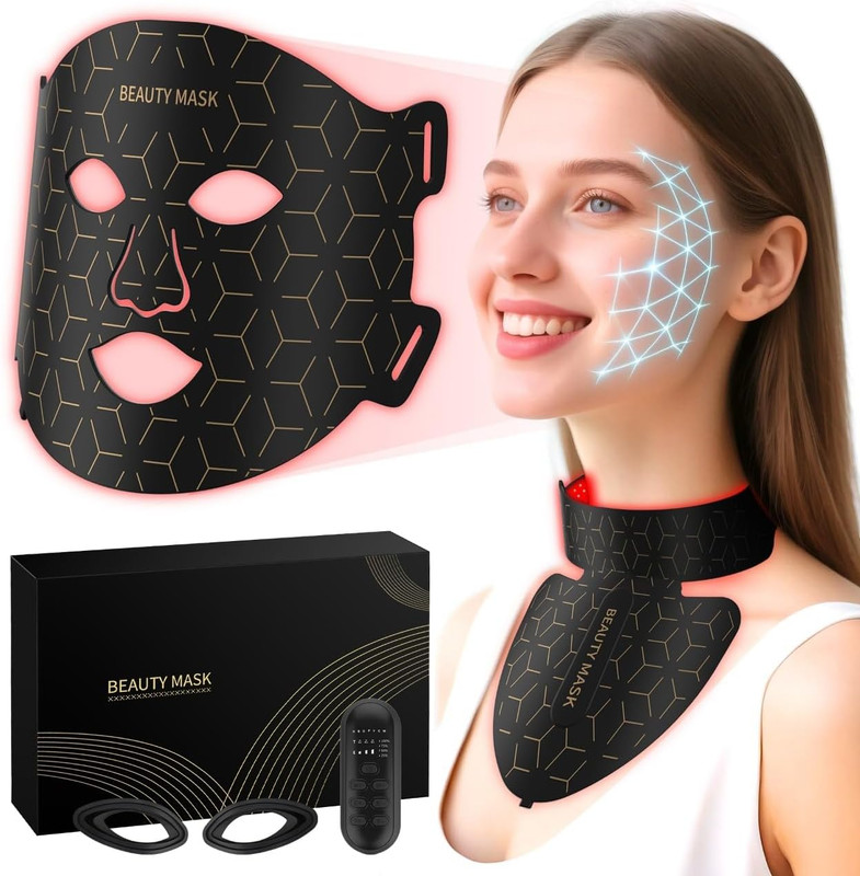 Fda-Cleared Red Light Therapy for Face & Neck, Rechargeable 7-In-1 LED with 850N