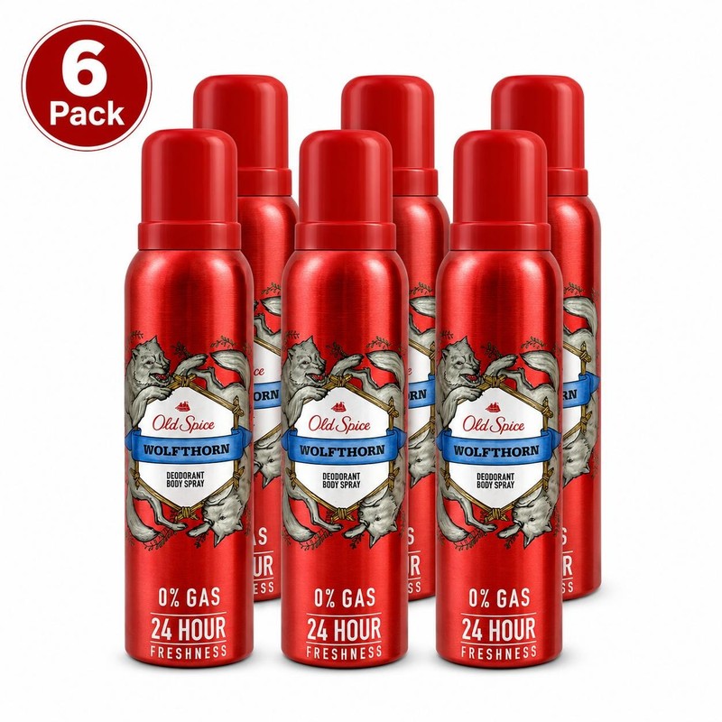 Old Spice Wolfthorn Deodorant Body Spray, 28.4oz (Pack of 6) EXP 10/2026