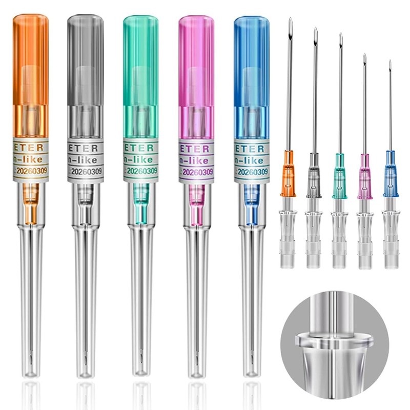 Premium 20pcs Sterile Cannula Body Piercing Catheter Kit 14-22G For Lip Ear Nose