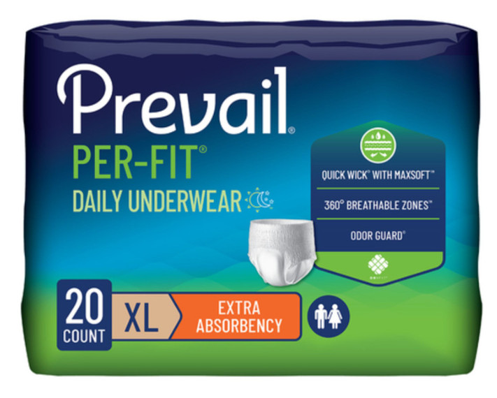 2x Prevail PER-FIT Daily Underwear Size XL 58″-68″ 20 count (Total 40)