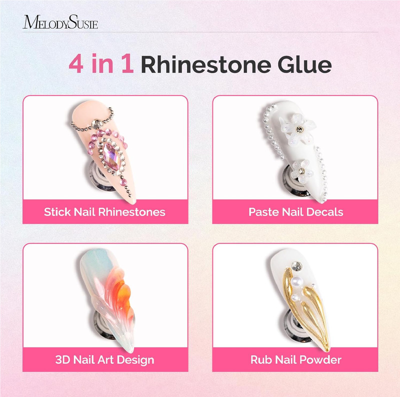 2Pcs Nail Rhinestone Glue, 3D Gel Nail Art Design Strong Adhesive Nail Gem Glue gallery