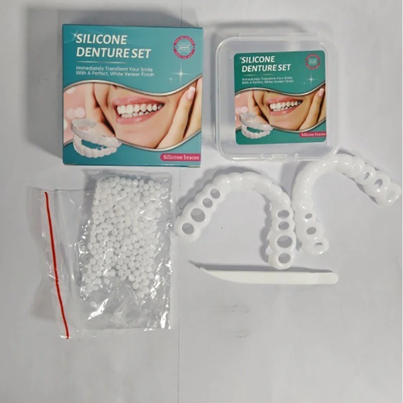 Smile Snap On Upper + Lower False Teeth Dental Veneers Denture Tooth Cover Set gallery