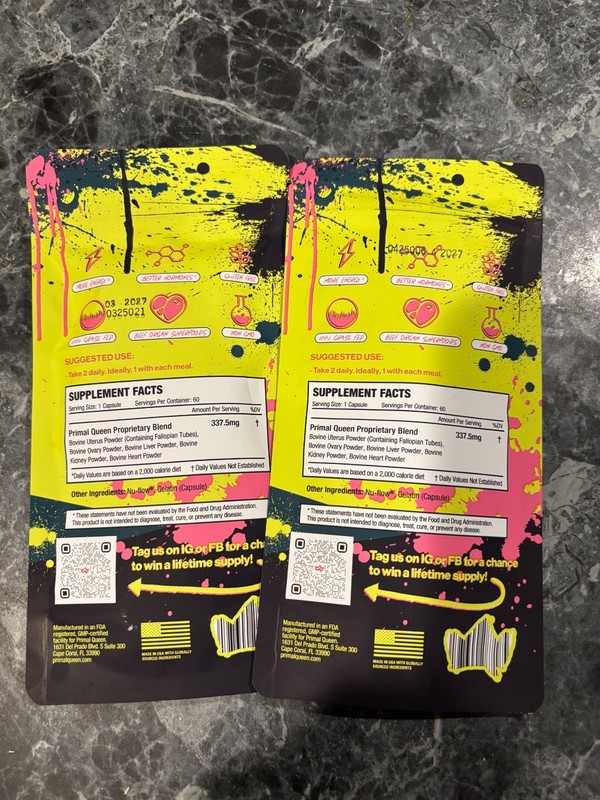 Primal Queen Female Organ Supplement – 2-Pack – Grass-Fed Beef Liver, Heart, Kid gallery