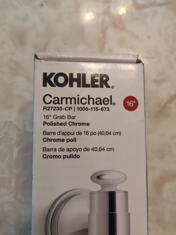 KOHLER Carmichael 16" Safety Grab Bar Polished Chrome R27235-CP Shower Toilet gallery