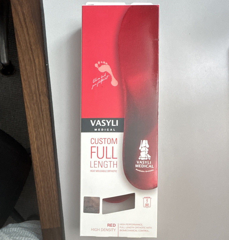 Vasyli Medical Heat Moldable Full Length Orthotic Insoles Red High Arch B