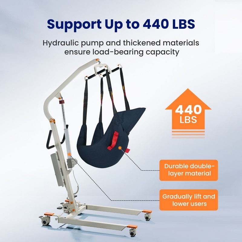 Upgrade Foldable Electric Patient Lift, Medical Transfer, 440LBS, AY02 gallery