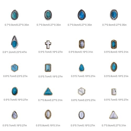 BOXOB 50pcs Turquoise Nail Charms, 3D Hollow Out Vintage Pendants DIY Western gallery