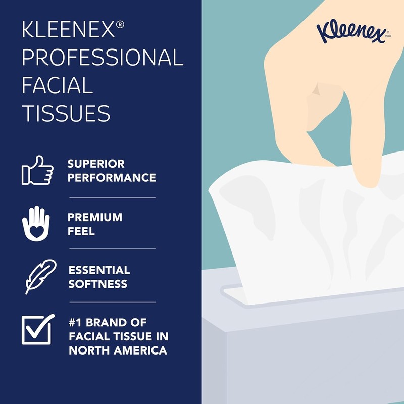 Kleenex Professional Facial Tissue, Bulk (21400), 2-Ply, White, Flat Boxed For gallery