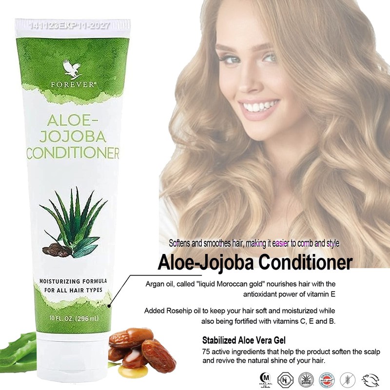 Forever Aloe Jojoba Conditioner 10oz with “liquid Moroccan gold” – Argan oil