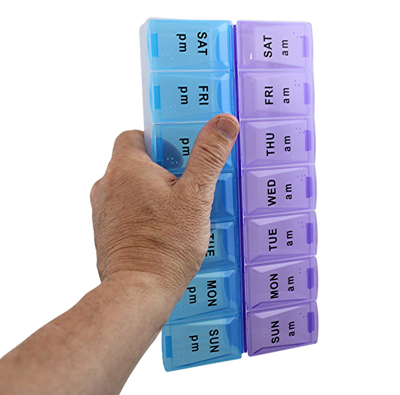 Jumbo Extra Large 9″ x 4.75″ Pill Organizer 7 Day 2 Times a Day Weekly Pill Box