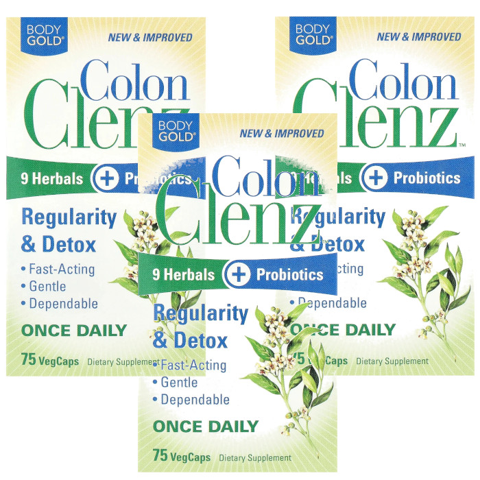 Body Gold Colon Clenz 75 Vcaps Each (Pack of 4)