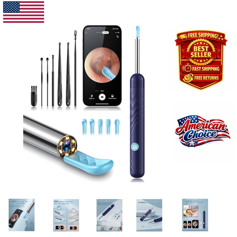 Professional Ear Cleaner with 1080P Camera, LED Light & 6 Silicone Spoons