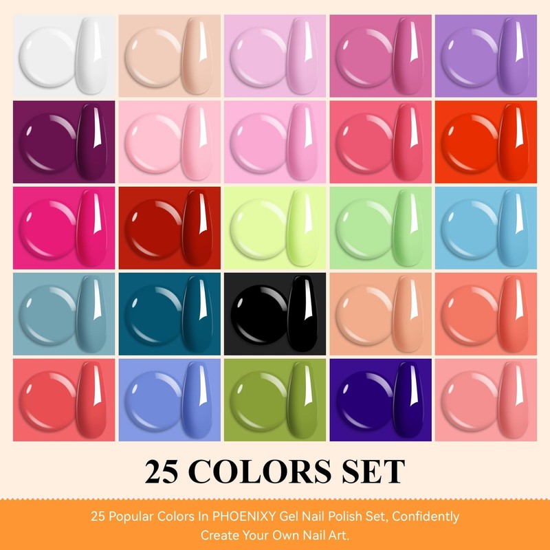 30-Piece UV Gel Nail Polish Set with Base and Top Coats in 25 Colors gallery