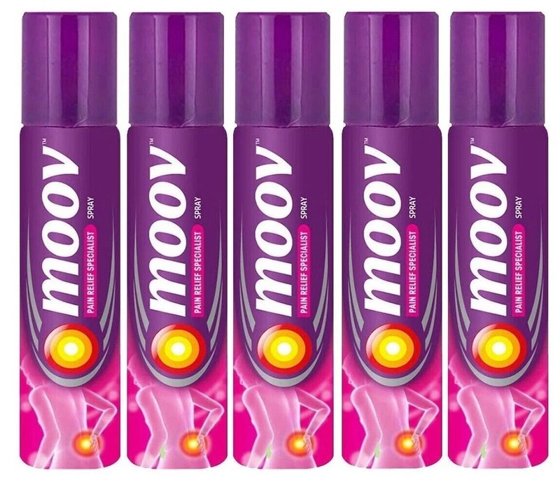 Moov Pain Relief Spray For Back Pain, Joint Pain, Knee Pain, Muscle Pain 80g x5
