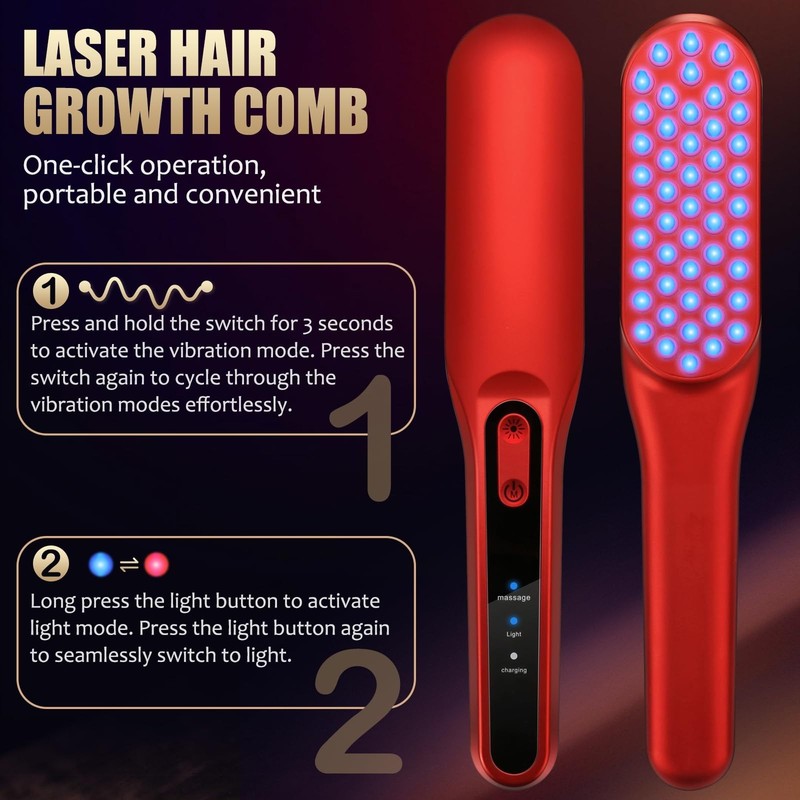 Laser Hair Growth Comb - Red Light Therapy Treatment for Men & Women, 1pc gallery