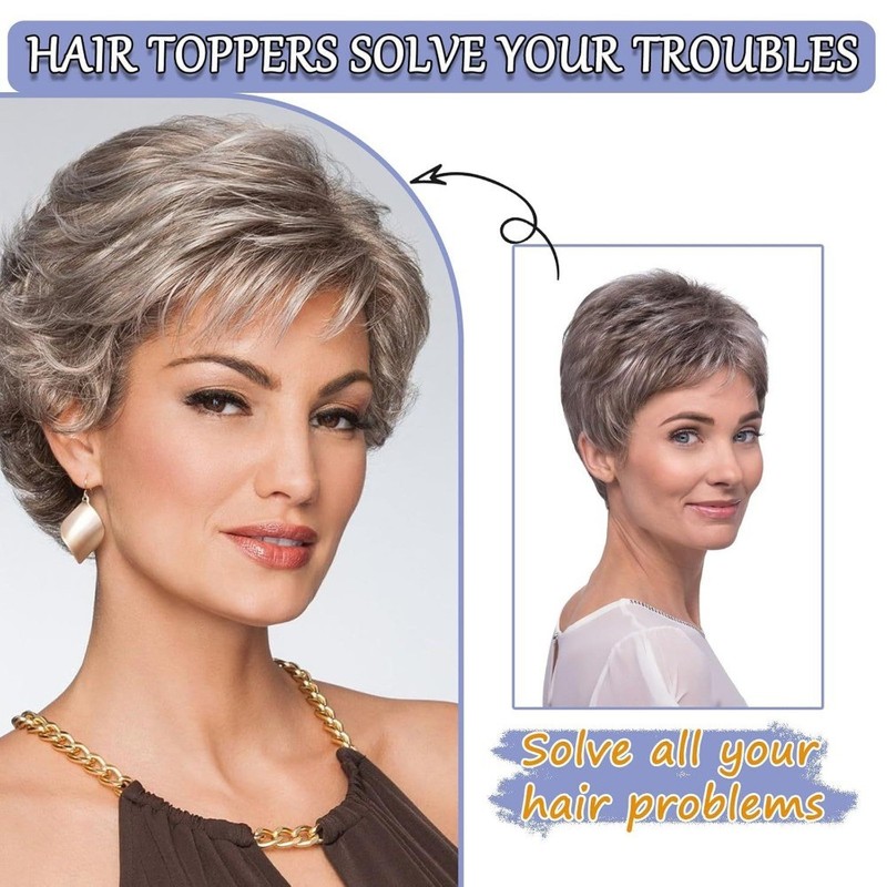 Short Pixie Hair Toppers Synthetic Clip In Head Topper Extension Fake Hairpiece gallery