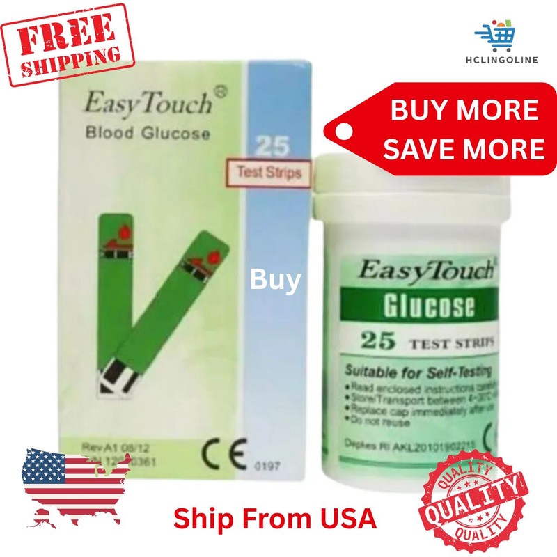 1 box (25 test strips) Blood Glucose Test Strip Easy Touch USA FREE SHIPPING