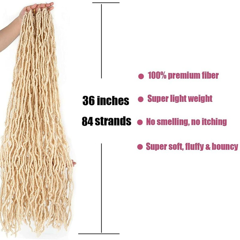 4 pack 36 in soft Locs Crochet Braids Hair pre looped color 613 blond. I6 gallery