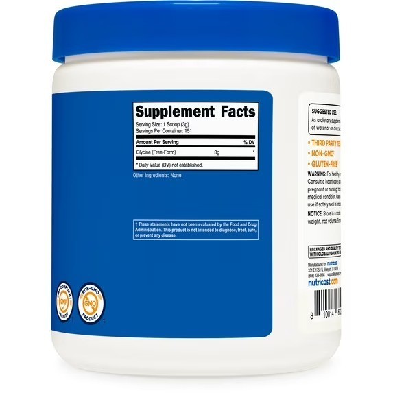 Combo x2 - Nutricost Glycine Powder 1lb - Non-GMO, Gluten Free - Free SHIPPING gallery