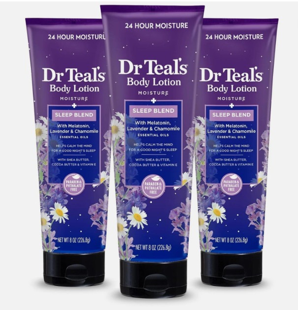 Dr Teal’S Sleep Body Lotion, 24Hour Moisture, w Melatonin, Lavender 8oz (3pack)