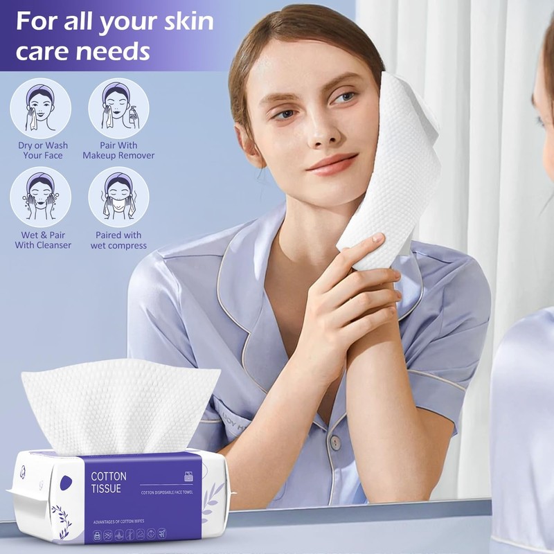 Disposable Face Towel 100 Count, Face Towels, Soft Cotton Dry Wipes Facial Cl... gallery