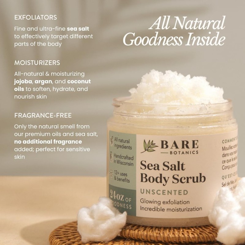 Sea Salt Body Scrub Unscented 24oz Non-toxic Vegan Cruelty-free Full Body gallery