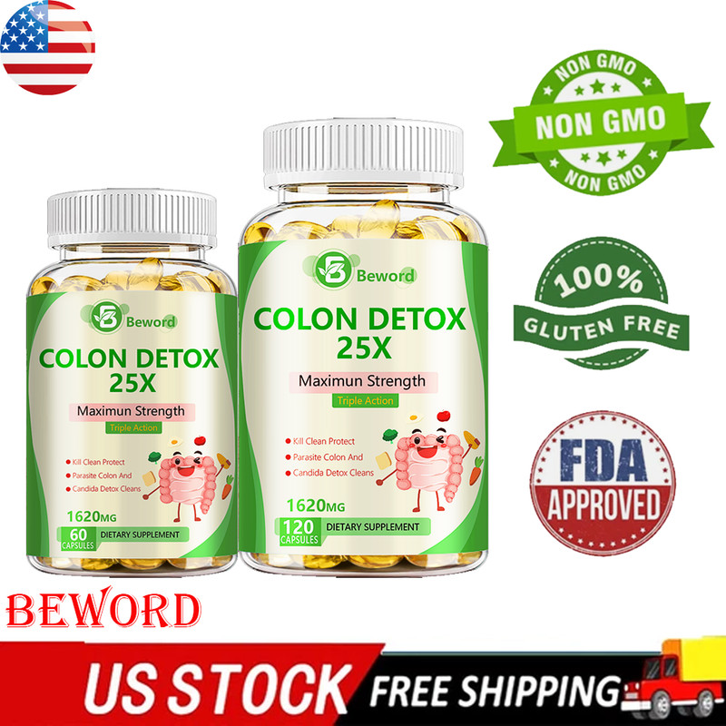2 Pake Anti-Parasite & Candida Cleanse Supplement Body Colon Detox 120 Caps