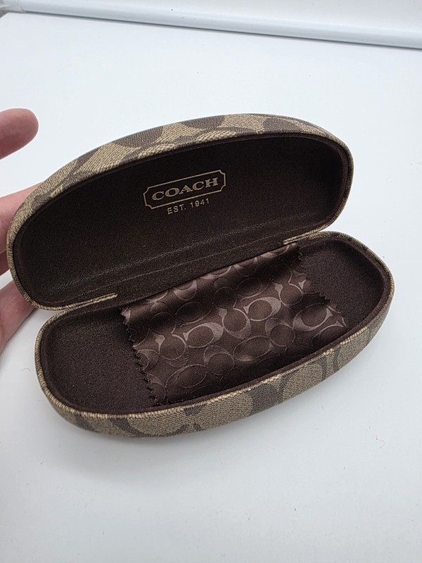 Coach Signature Monogram Hard Case Brown Felt Lining Eyeglass Case gallery