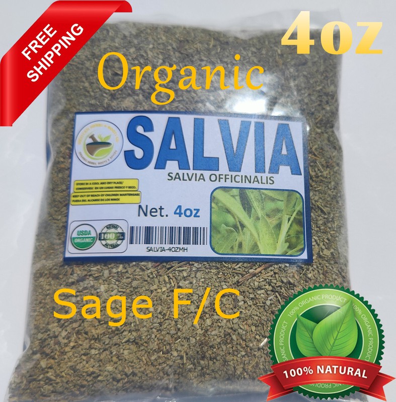 4 oz Salvia, Te de salvia, Salvia comun, Organic salvia, Sage leaves F/C