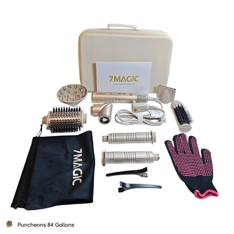7MAGIC TD-2301 7-in-1 Hot Air Styler Set with Travel Case (Champagne Gold)
