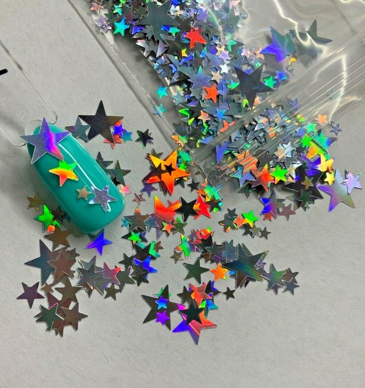 Holographic Mixed Sizes Star Glitter | 1 TSP | Gel Nail Art & Acrylic